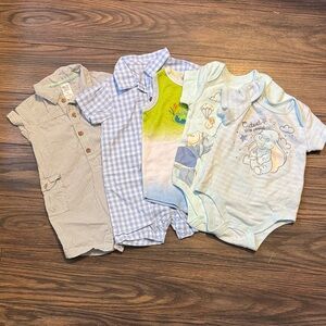 Disney Blue and Green Kids One Pieces Set. Dumbo onesies